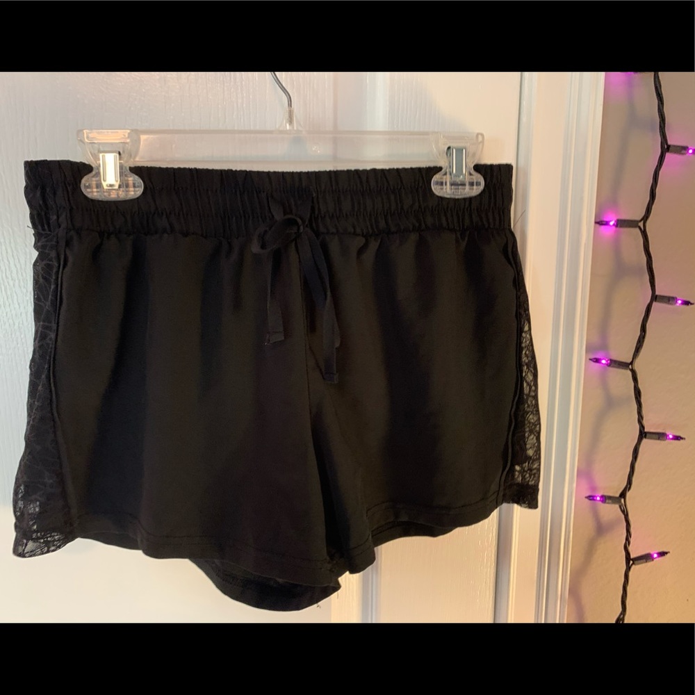 Black Lace Track Shorts | Fabletics